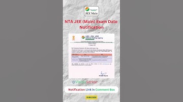 NTA JEE Main Exam Date Notification #shorts #nta #ntajeemain #ntajee #jeemains #jeemain #exam