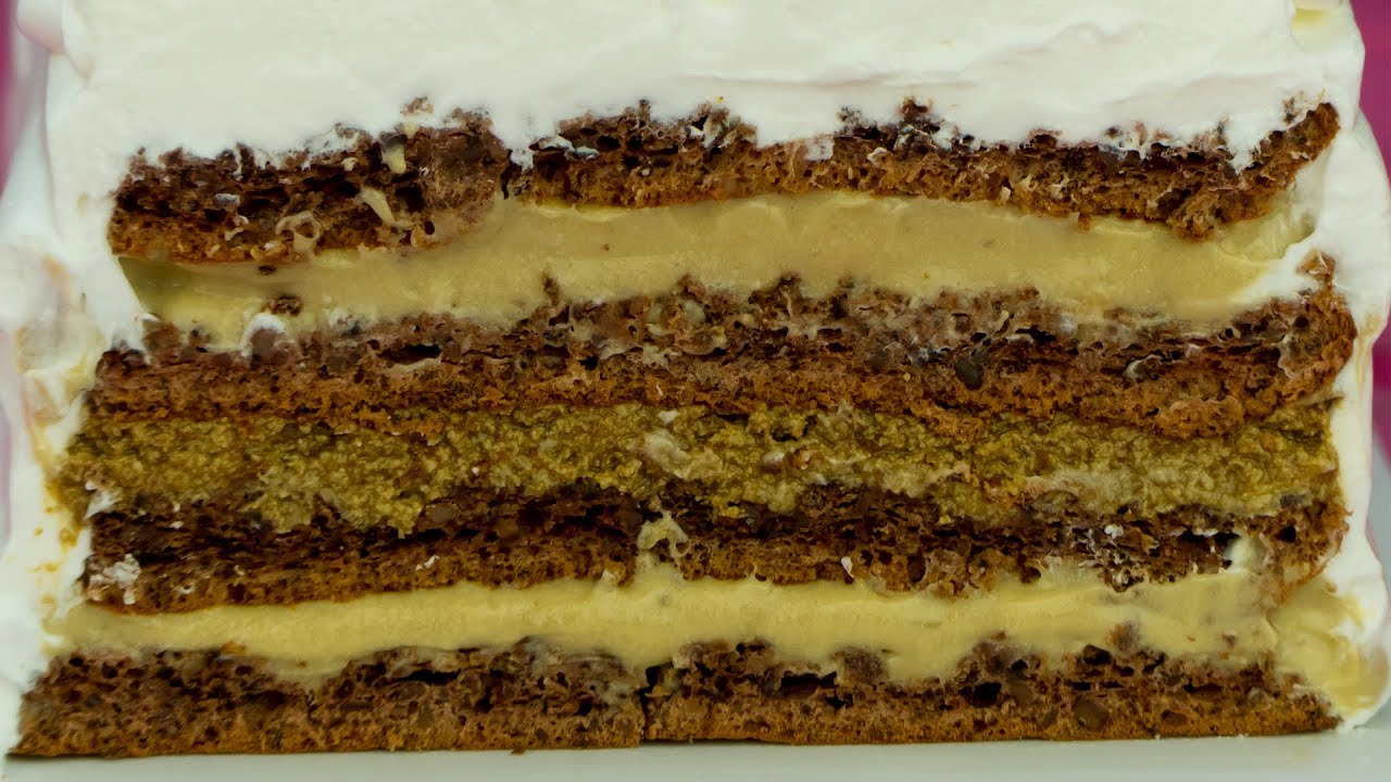 Un Dessert Divino Torta Di Noci Con Crema Al Caffe E Cappuccino Saporito Tv Youtube