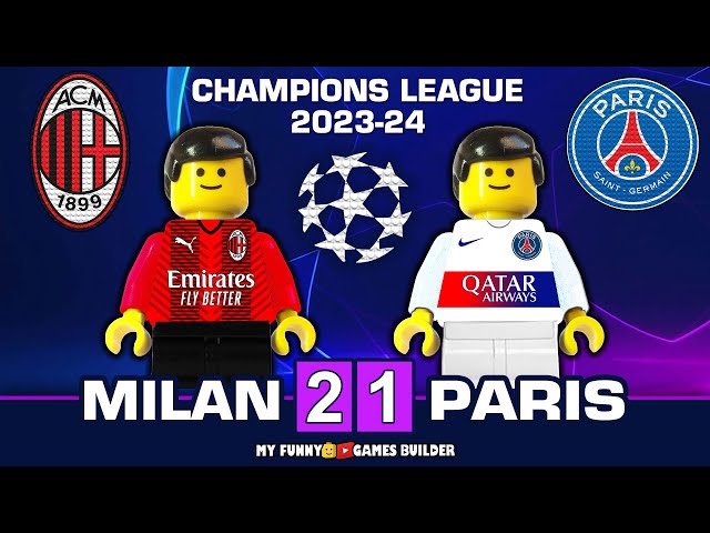 Milan vs PSG 2-1 • Champions League 2023/24 • Leao Goals & Highlights in Lego  Football (Paris Milan) 
