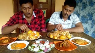 Huge Biryani Eating Challenge with Two Eggs | Chicken Chaap & Chicken Kasha - Best Eating Show