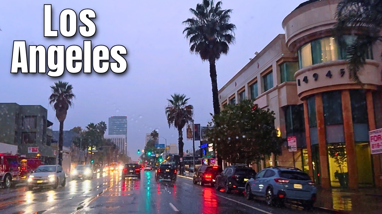 Los Angeles Drive After Dark in Heavy Rain | 4K 60fps POV