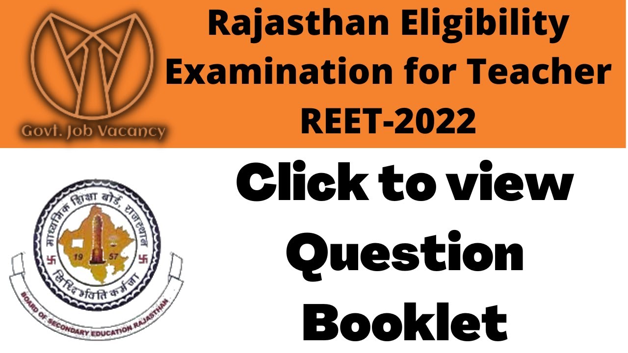 REET Official Answer Key 2022 REET Paper 2022 REET Level 1 Paper