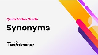 Tweakwise Synonyms - Quick Video Guide
