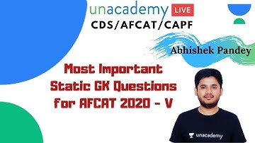 Most Important Static GK Questions for AFCAT 2020 | AFCAT Preparation - V by Abhishek Pandey