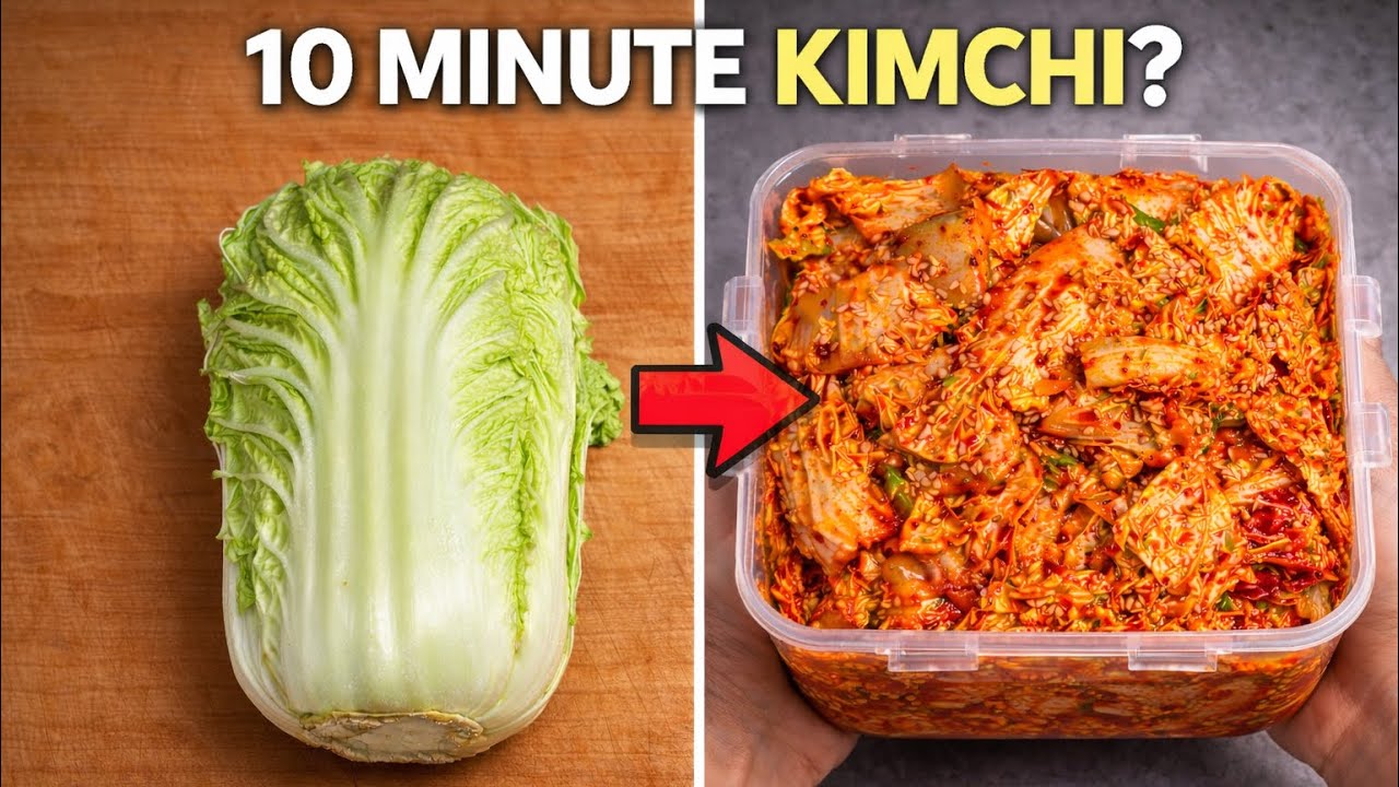 10 Minute Napa Cabbage Kimchi (No Fermenting!)
