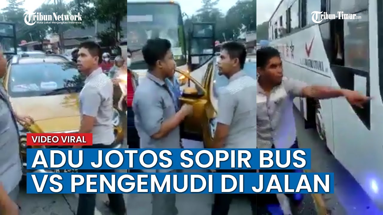 Video Adu Jotos Sopir Bus VS Datsun Cross di Jalan Diduga Karena Saling Senggol