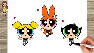 How to Draw Powerpuff Girls | How to draw Blossom Bubbles and Buttercup Easy Step by Step screenshot 1