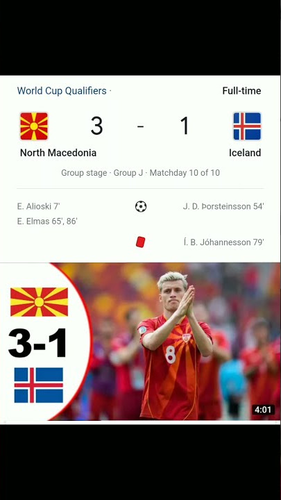 Iceland vs North Macedonia 1-3.
