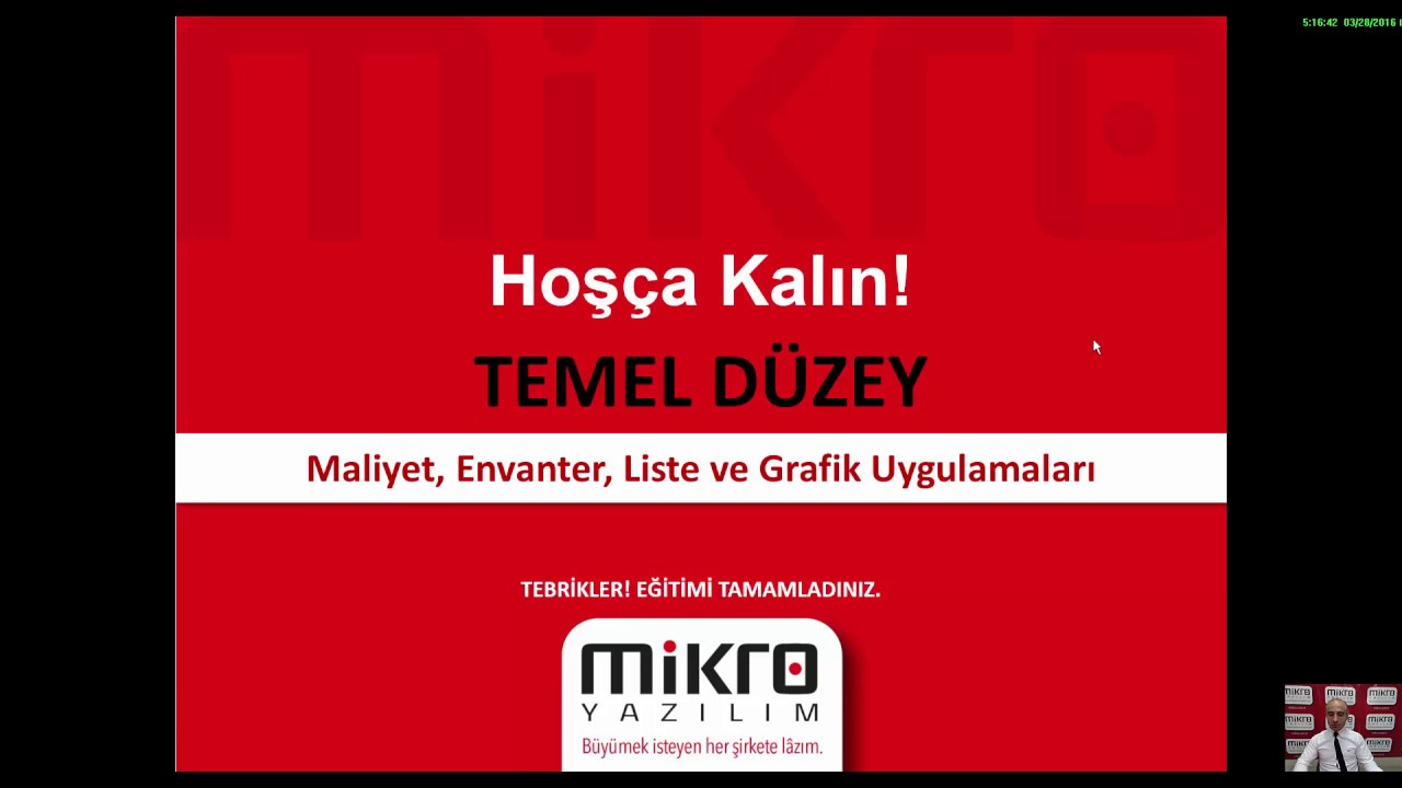 Mikro Yazılım Maliyet, Envanter, Liste ve Grafik Uygulamaları Eğitimi