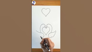swan drawing with heart shape | how to draw swan | easy swan drawing