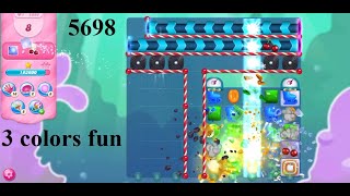 Candy Crush Saga Level #5698 3 stars no boosters 3 colors fun collect the keys 5x5 board