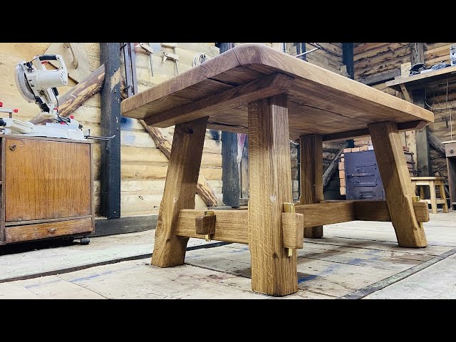 Стол из бревна.DIY A table made of logs. Oak 133 years old. Дуб 133 года class=