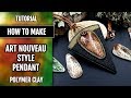 How to make: Art Nouveau Style Pendant - Leather Imitation from Polymer Clay!