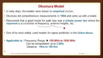 Lecture : 17 Okumura and Hata Model