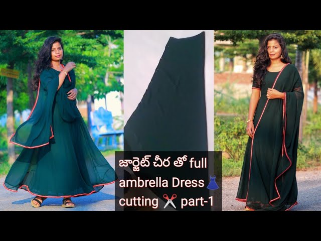 Details 125+ long frocks with georgette sarees latest