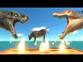 Spinosaurus or T-rex Who Will Get Fried Food - Animal Revolt Battle Simulator
