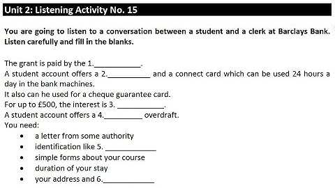 Unit 2: Listening Activity No.15