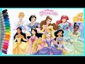 Colouring DISNEY PRINCESSES Mewarnai Putri Duyung Ariel Cinderella Jasmine Aurora