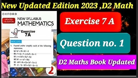 Exercise 7a Question#1 D2 updated edition maths ||d2 maths new edition book 2 solutions