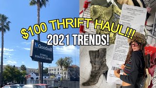 What $100 get's you THRIFTING in LA!!! (HUGE 2021 TRY ON HAUL!)