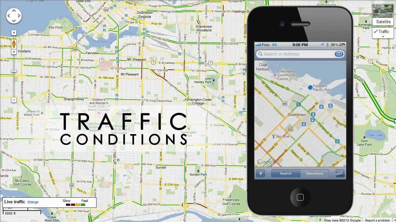 How to Check TRAFFIC CONDITIONS on iPhone, iPod, iPad - YouTube