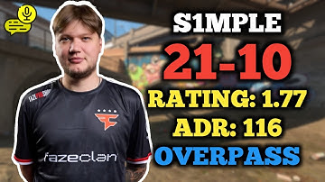 CS2 POV | S1MPLE (21-10) FACEIT RANKED (OVERPASS) | VOICE COMMS