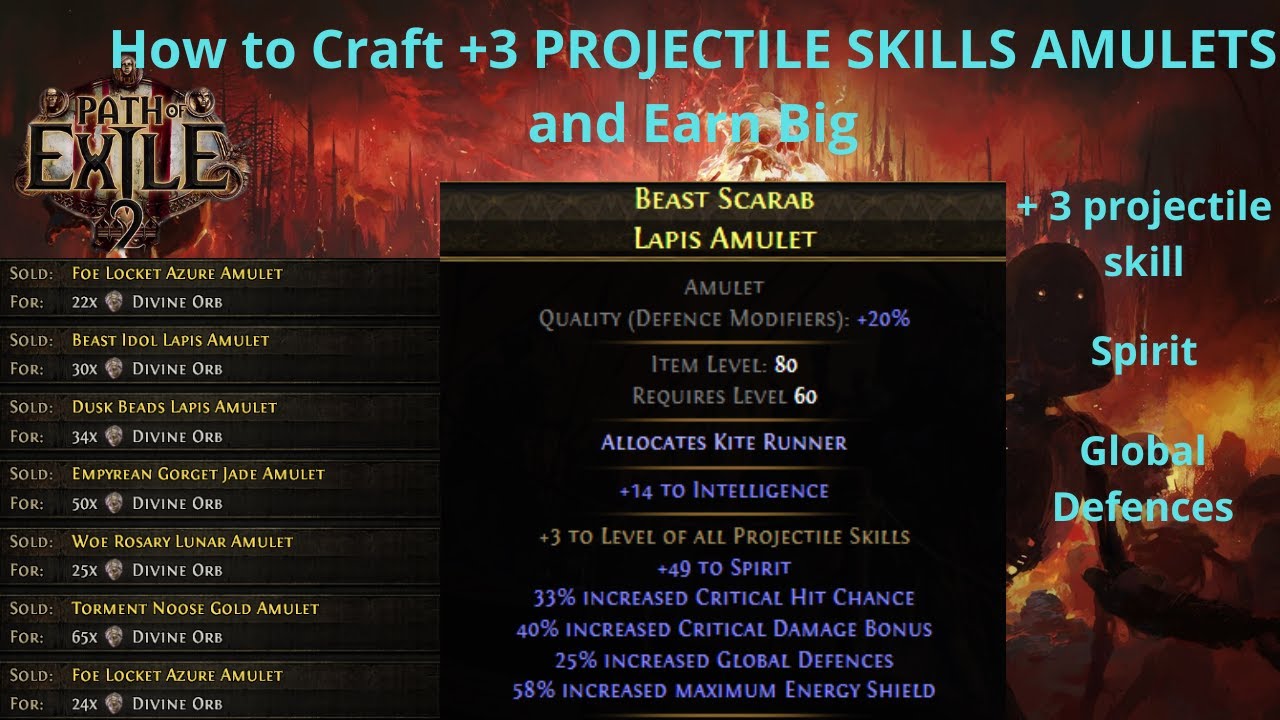 [PoE] Make Divines Fast! +3 All Projectile Skills Amulets Tutorial