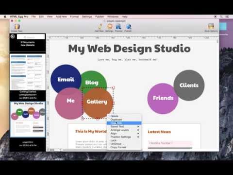 Arrange web design object layers using HTML Egg Pro for Mac