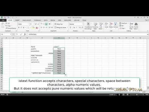 Microsoft Excel Tutorial - istext Function | Excel 2013/2016/2019