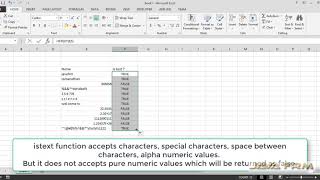 Microsoft excel tutorial - istext function | 2013/2016/2019