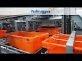 Palletizing | Automatic CRATE Palletizer by Verbruggen | Stacking crates of Shrimps | VPM-BL