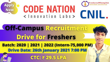 Codenation (CNIL) Off-Campus Recruitment Drive for 2021 | 2020 | Intern for 2022 Batch | CTC 29.5