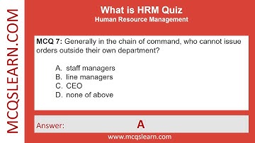 What is HRM Quiz PDF | Introduction to HRM Questions Answers | BBA HRM Notes Class 9-12 Ch 8 Quiz