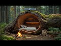 This guy built a modern mini rest house all by himself - Building a house in the forest (ASMR)