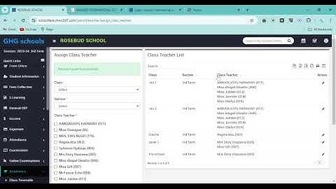 Assigning Class Teachers to the school management system
