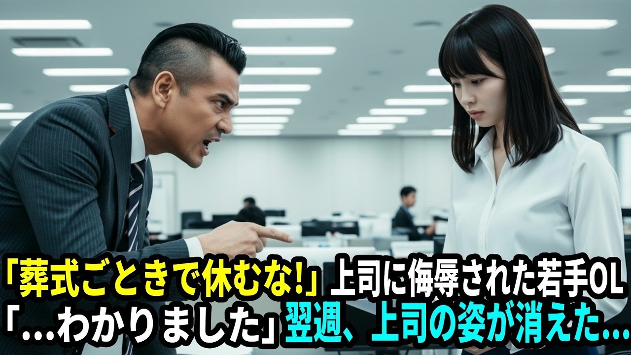 「葬式ごときで休むな！」上司に侮辱された若手OL「わかりました…」翌日、上司の姿が消えた