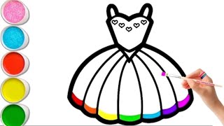 How to Draw and Paint a Cute Rainbow Dress || Drawing POP it Pineapple || Coloring for kids Toddlers