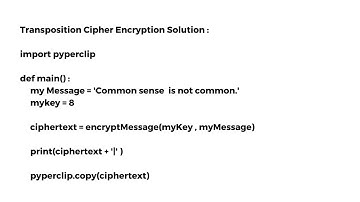CRACKING CODES WITH PYTHON || TRANSPOSITION CIPHER ENCRYPTION
