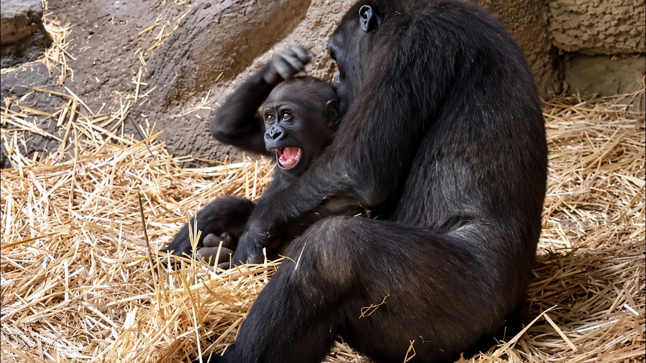Gorilla お兄ちゃんと遊ぶスモモちゃん【2023年‎6月】【上野動物園