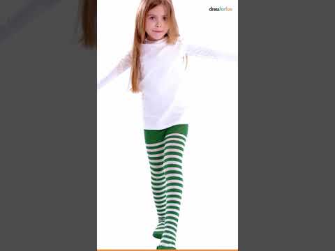 Gestreifte Strumpfhose für Kinder grün-weiß | dressforfun