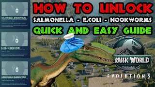 Easy guide to Unlock Salmonella, E. Coli and Hookworms - Jurassic World Evolution 3