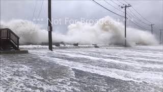 Weather Going WILD Northport, New York, Long Island, Suffolk County MASSIVE WAVES during HIGH tide