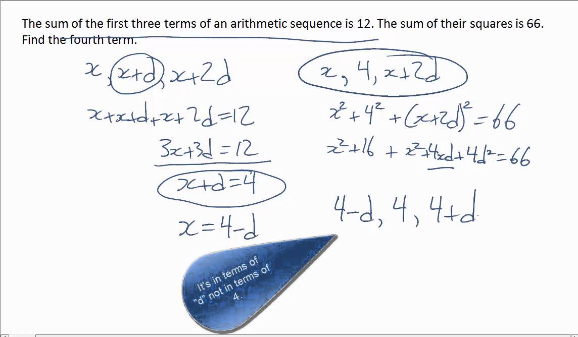 arithmetic sequence problem solving with solutions