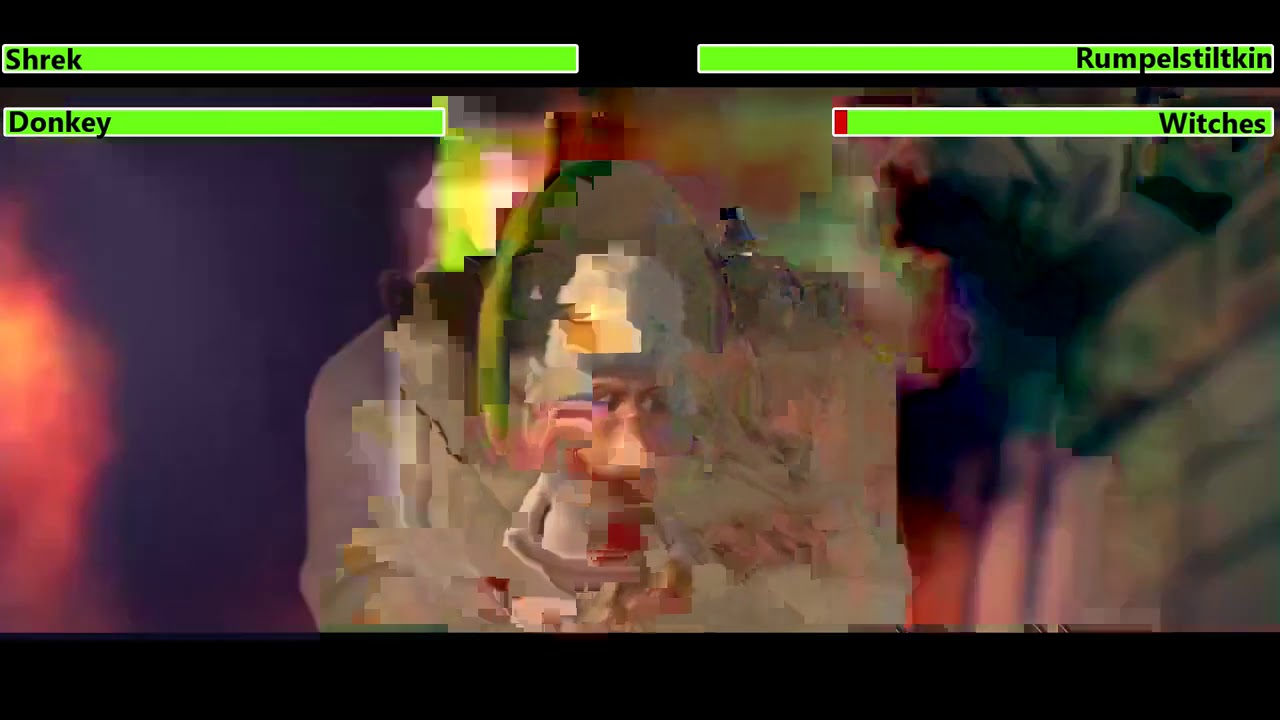 Shrek vs. Rumpelstiltskin & Witches with healthbars