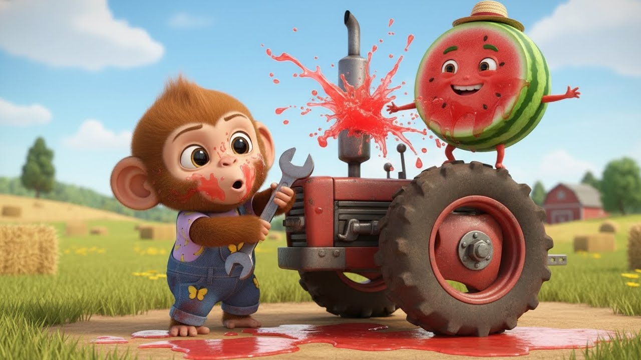Monkey Farmer Fixes Tractor – Talking Watermelon Buddy Causes Juice Explosion