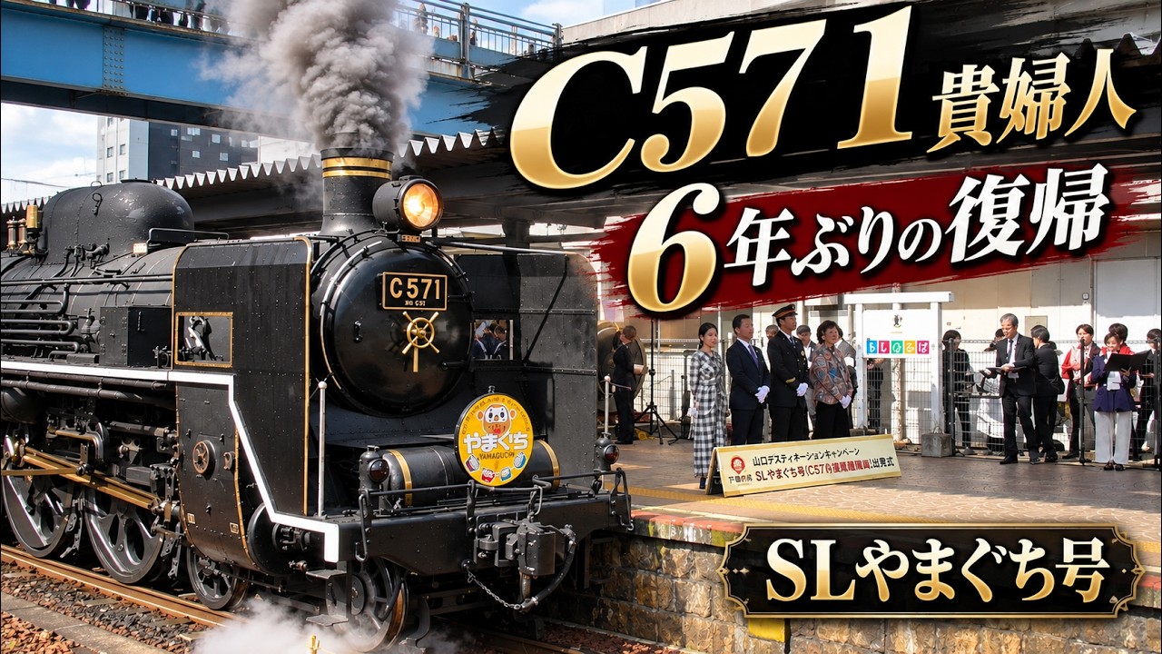 C57-1 貴婦人 6年ぶりの復帰！ 山口DC特別ヘッドマークを装着した【 SLやまぐち号 】感動の特別出発式＆発車ドキュメント！