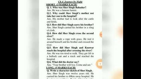 Class 9th Lesson Journey By Night Q/Ans