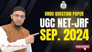 UGC NET URDU SEP. 2024 Exam, Part-1 || URDU QUESTION PAPER WITH ANSWER || NOORI ACADEMY