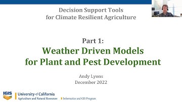 Decision Support Tools for Ag Pt1: Weather Driven Models