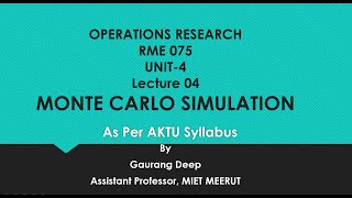 UNIT 4 Lec 04 Monte carlo Simulation